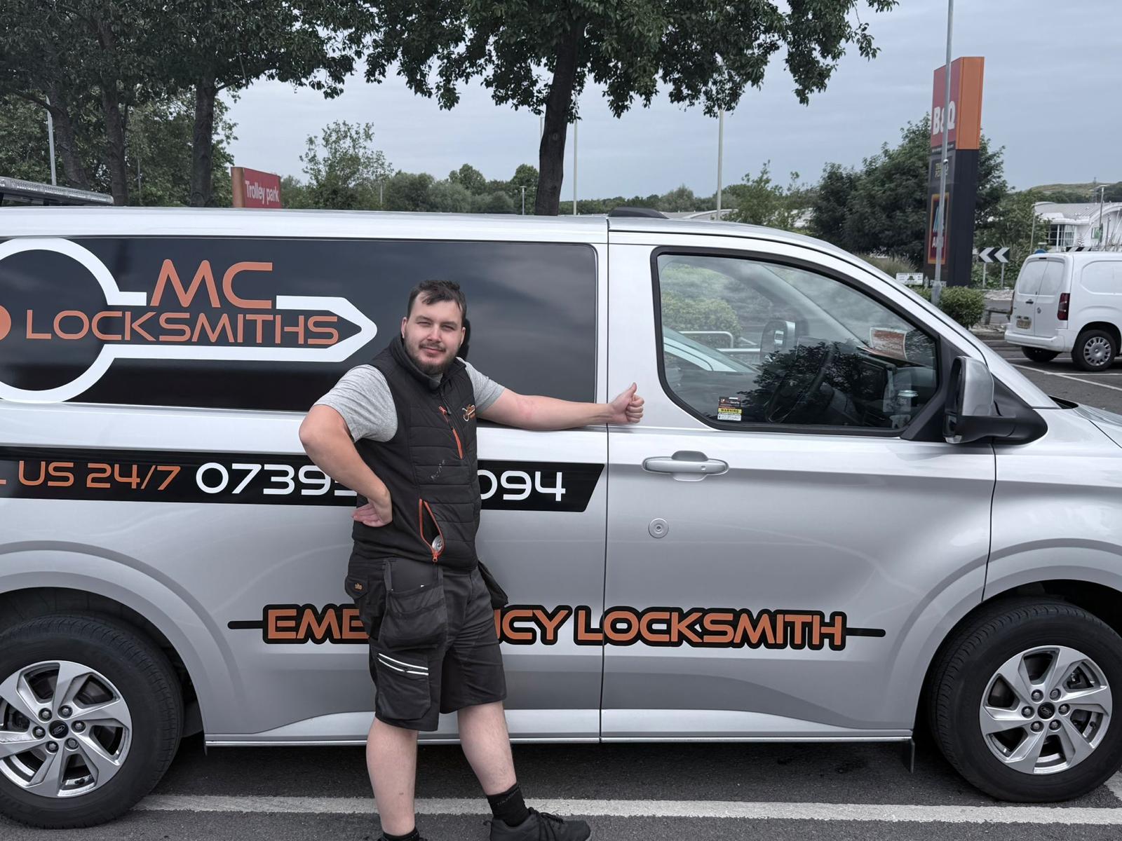 Morgan with the MC Locksmiths branded service van